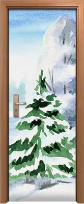 Produktbild von Türposter 70x200 cm Türaufkleber Türtapete Türfolie Klebefolie Winterlandschaft gefroren Schnee Bäume