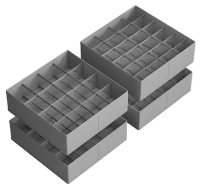Faltbarer Unterwäsche-Organizer, 4er-Set, 80 Fächer, 30x30x10 cm