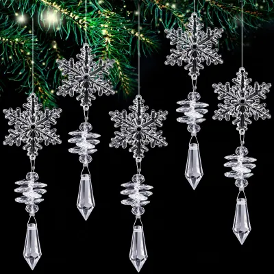 Acryl-Weihnachtsbaum-Dekorationen, 10 Schneeflocken-Ornamente