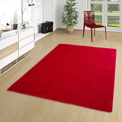 Produktbild von Hochflor Velours Teppich Luna Rot, Größe:80x200 cm