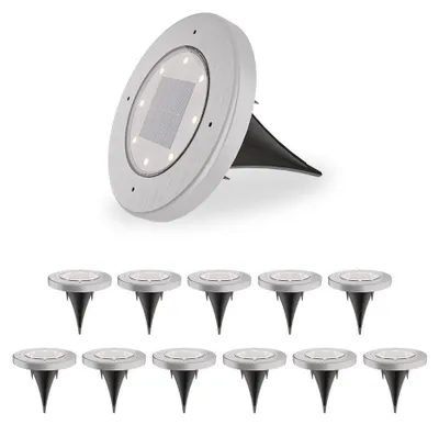 Produktbild von hoftronic Solar Bodeneinbaustrahler 12x 8 LEDs 3000K IP65 Edelstahl