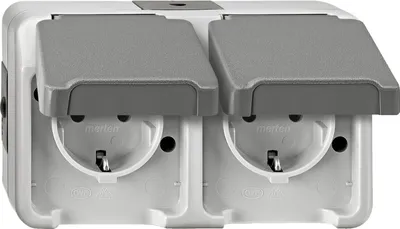 Produktbild von Merten SCHUKO-Doppel-Steck- MEG2320-8029 Dose lgr waag. m.BRS AQUASTAR