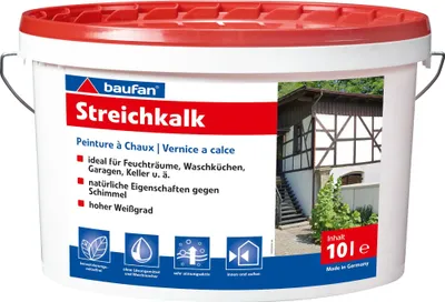 Produktbild von Baufan Kalkfarbe Streichkalk Mineralfarbe weiß 10 l