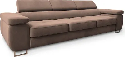 Produktbild von Sofa MOSINE Ecru Velours-Stoff mit Schlaffunktion, Wohnzimmersofa, Couch, Soffa, Bettsofa, Couchgarnitur- Ecru, MONOLITH 09
