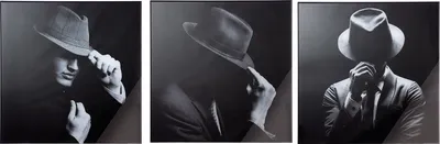 Immagine prodotto di Gilde Bild, quadratisch, "Gentleman", Mannmotiv, Aluminium, schwarz, VE 3, 3 Stück wie abgebildet,, L. 3 cm, B. 60 cm, H. 60 cm 38364