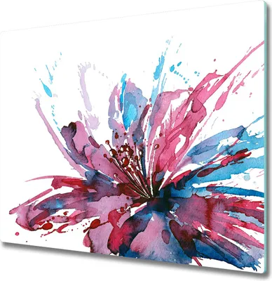 Produktbild von Glas Herdabdeckplatte 60x52 cm Spritzschutz Glasabdeckplatte Schneidebrett Abstrakte Blume
