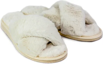 Produktbild von Damen Pantoletten HEYO Warme Pantoffeln Hausschuhe flauschige Slipper Fell Plüsch Winter beige 36