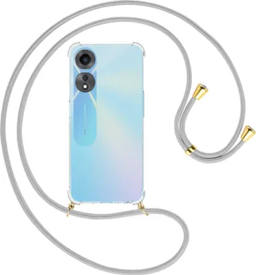 Produktbild von Handykette Backcover-Schutzhülle mit Band (Metall goldfarben) für Oppo A58 5G, Oppo A78 5G (6.56'') - silbergrau