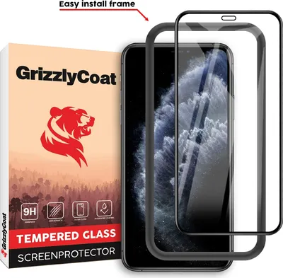 Produktbild von GrizzlyCoat Easy Fit iPhone 11 Pro Panzerglas Gehärtetes Glas Displayschutz - Hüllenfreundlich + Applikator - Schwarz