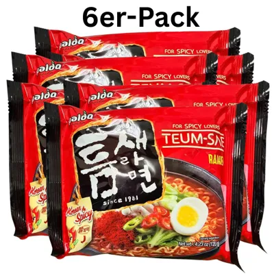 Produktbild von 6er-Pack Paldo Instantnudeln Teumsae Ramyun Scharf 120g