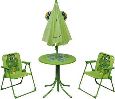Produktbild von vidaXL 3-tlg. Garten-Bistro-Set für Kinder mit Sonnenschirm Grün