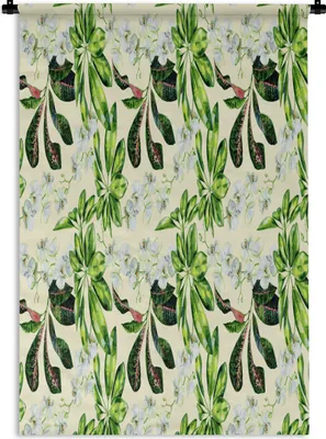 Produktbild von MuchoWow® Wandteppich Wandbehang Blumen - Orchidee - Blätter - Farben 120x180 cm Tapisserie Dekoration Wandtuch - Schlafzimmer - Dekorationen für das Haus
