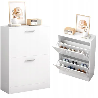 Zdjęcie produktu dla Szafka na buty biała regał na obuwie komoda garderoba loft nowoczesna 60 cm