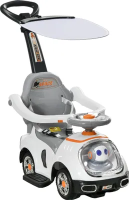 Image de Voiture à pousser pour enfants - Véhicule à pousser 3 en 1 - 12 à 36 mois - Espace de rangement - Motif robot avec des yeux lumineux - Musique - 4 roues - 89 × 44,5 × 84 cm - Blanc