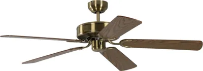 Produktbild von Deckenventilator Potkuri Messing antik / Eiche 132 cm mit Zugkette
