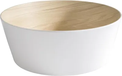 Produktbild von APS 84613 Schale FRIDA, Melamin, Antirutsch-Füßchen, Ø 26,5 cm, Höhe 10,5 cm, weiß/Holzoptik