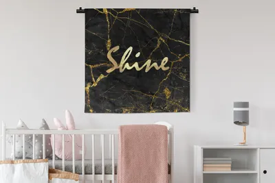 Produktbild von MuchoWow® Wandteppich Wandbehang Zitat - Glänzen - Gold - Marmor 90x90 cm Tapisserie Dekoration Wandtuch - Wandaufhänger