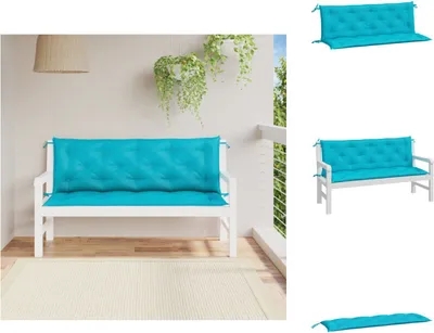 Produktbild von vidaXL Gartenbank-Auflagen 2 Stk. Türkis 150x50x7 cm Stoff -  Sitzpolster