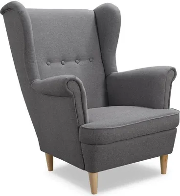 Produktbild von Easy4You Sessel Uszak Grau 82x100x86 cm, Relaxsessel, Skandinavischer Sessel, Moderner Polstersessel in Stoff Lux, Wohnzimmermöbel, Füße aus Holz