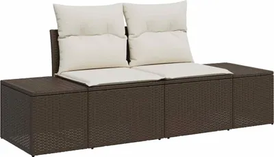 Zdjęcie produktu dla vidaXL Sofa ogrodowa z poduszkami, brązowa, 184 x 62 x 69 cm, z rattanu syntetycznego