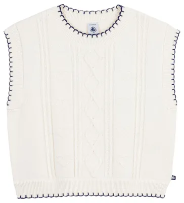 Productafbeelding van Petit Bateau kinderpullover zonder mouwen, gemaakt van wol en katoen