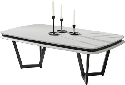 Produktbild von Couchtisch Weiß Modern Sofatisch Metalltisch Wohnzimmer Möbel Tische