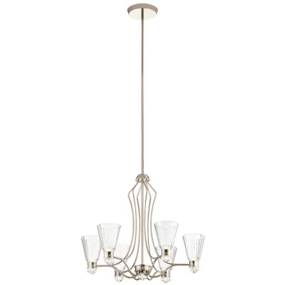 Produktbild von Elstead Kayva LED Kronleuchter 64cm Poliertes Nickel Klar facettiert IP44