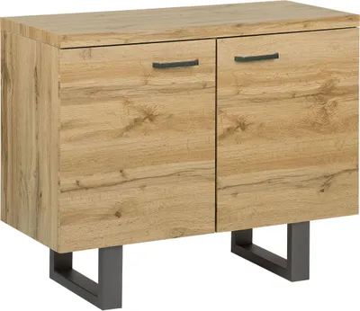 Obrázek produktu pro BELIANI Příborník světlá barva dřeva MDF deska kov 79 x 94 x 42 cm Moderní průmyslový styl 2 dveře Spousta úložného prostoru Obývací pokoj