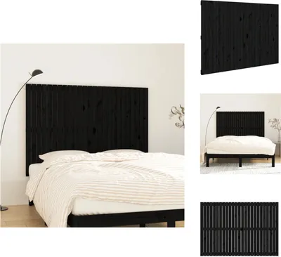 Image de vidaXL Tête de lit murale noire 159,5x3x110 cm Pin massif - Tête & Pieds de lit