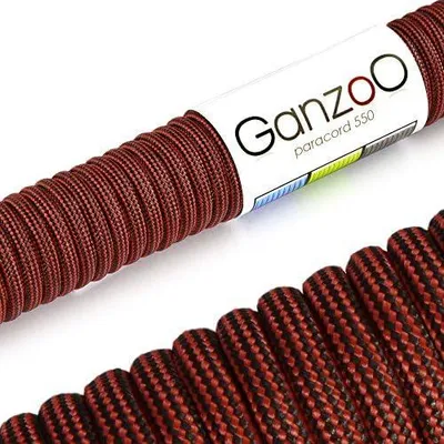 Produktbild von Paracord 550 Seil in Weinrot-Schwarz, Nylon-Polyester, 4 mm, Typ 3, 30 Meter, 7 Kernstränge, für Outdoor und DIY-Projekte
