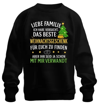 Produktbild von Liebe Familie bestes Weihnachtsgeschenk lustig verwandt Sweatshirt Pullover, Schwarz, M