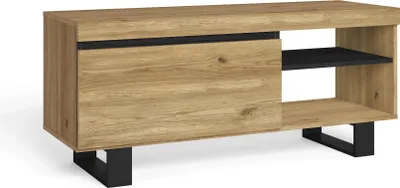 Produktbild von TV-Schränke Mod.Natural "Eiche/Schwarz", 1 Tür und 2 Wohnungen, Wohnzimmer, 120x40x53cm