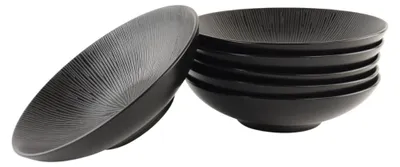 Obrázek produktu pro Sada 6 hlubokých polévkových talířů – černá barva – 19 cm – keramika