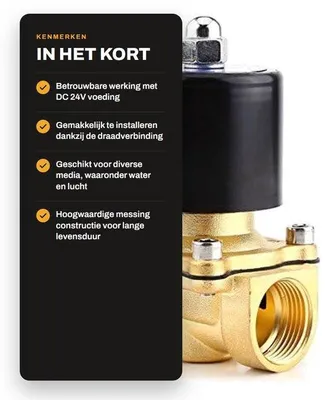 Immagine prodotto di Elettrovalvola solenoidale a 24V - Normalmente chiusa - Ottone - 3/4 di pollice BSPP - Valvola di ricambio - per acqua/aria/gas - Elettrovalvola