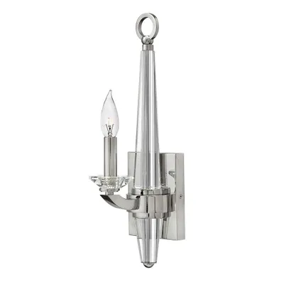 Zdjęcie produktu dla Kinkiet świecznikowy Ascher polerowany nikiel 1xE14x60W kryształ wym:45x12x15,9cm IP20 Quintiesse