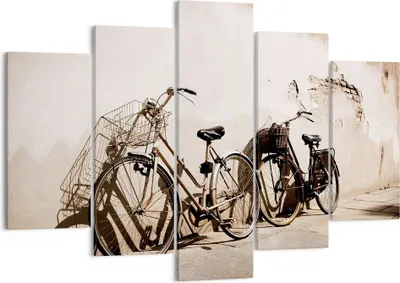 Produktbild von Bild auf Leinwand - Leinwandbild - Fahrrad Ziegel Stadt Italien - 150x100cm - Wand Bild - Wanddeko - Leinwanddruck - Bilder - Kunstdruck - Wanddekoration - Leinwand bilder - Wandkunst - EA150x100-2162