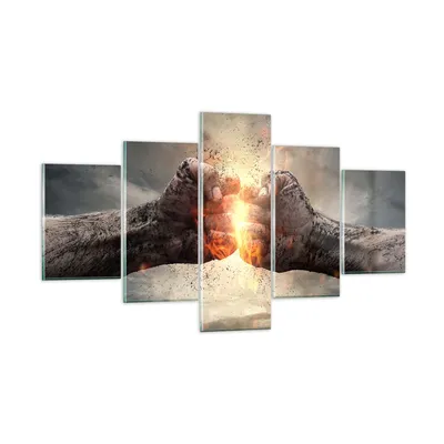 Produktbild von Bilder auf glas - Symbol faust kampf - 125x70cm - Glasbilder - Wandbilder - Kunstdruck - zum Aufhängen bereit - Wanddekoration aus Glas - Glas Bilder - Wandbild auf Glas - 5 Teile - GEA125x70-2968