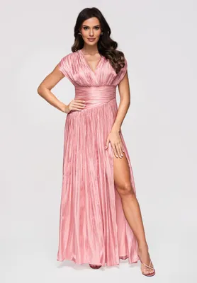 Produktbild von LARICA Abendkleid Maxi V-Ausschnitt Elegant LA-OM-DLR363 pink L