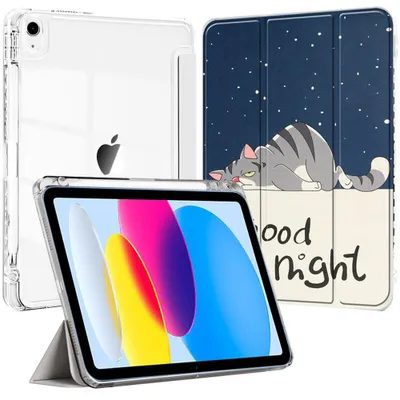 Image de Coque pour iPad A16 (11'') / iPad 10 2022 (10,9'' 10e Génération) Anti-Rayures avec Porte-Stylet - Motif Chat