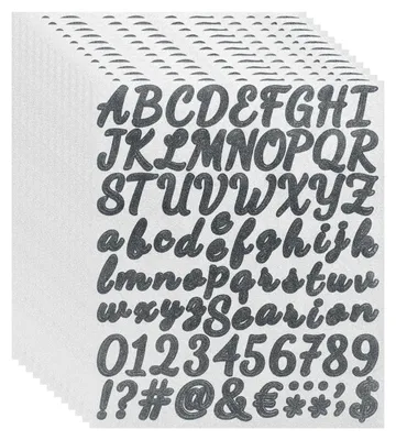 Glitzer-Buchstabenaufkleber, 12 Blatt, 912 Stück, schwarz