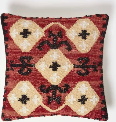 Produktbild von HOMESCAPES Kelim-Kissen Tirana rot-gelb-schwarz - Kissen 45 x 45 cm mit Füllung