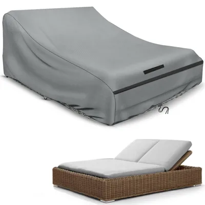 Produktbild von Schutzhülle für 2-Sitzer-Sonnenliege, 210 x 160 x 35/75 cm, 420D-Gewebe, Doppel-Sonnenliege, für den Außenbereich, wasserdicht, Deckstuhl, Gartenliege, Schutzhülle, winddicht, UV-beständig…
