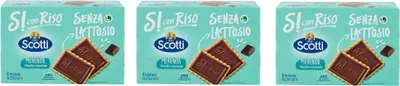 Produktbild von 3x Riso Scotti Senza Lattosio Merenda Biscotto e Cioccolato Kekse mit dunkler Schokolade Laktosefrei Ohne Palmöl und ohne Milchproteine ( 8 x 25g ) 200g Biscuits cookies