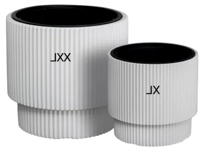Produktbild von Blumenkübel Blumentopf mit Herausnehmbaren Einsatz Rund Dekorativ Frostbeständiger SET2: XXL+XL (Weiß)