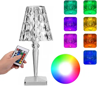 Produktbild von Kristall-Tischlampe Weiß LED Viele Farben RGB Fernbedienung Touch USB-C