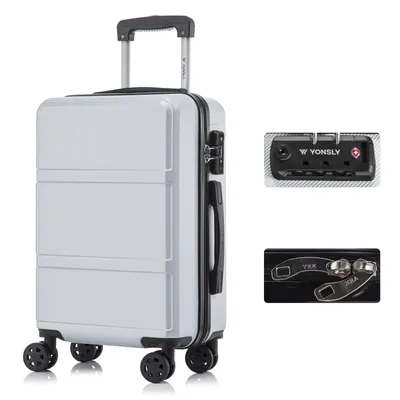 Produktbild von yonsly Premium Reisekoffer TSA-Schloss,YKK-Reißverschluss Hartschalen-Koffer Trolley Kabinenkoffer Rollkoffer Suitcase Handgepäck (Silber, M)