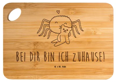 Produktbild von Mr. & Mrs. Panda Holzbrett Spinne Agathe Teddy - Transparent - Geschenk, Frühstücksbrett, Verliebt, Treue, Miteinander, Liebesbeweis, Dankeschön, Brett, Hackbrett