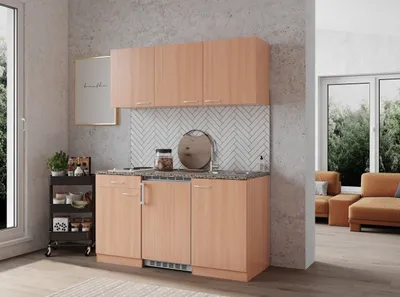 Produktbild von Küche Miniküche Singleküche Küchenzeile Küchenblock Buche Gerda 150 cm Respekta