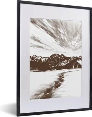 Produktbild von MuchoWow® MuchoWow® Gerahmtes Poster Berg - Strand - Meer 30x40 cm - Poster mit zchwarzem Bilderrahmen - Wandposter Schlafzimmer