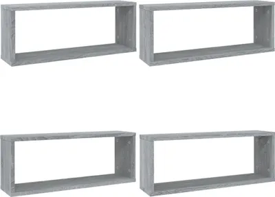 Produktbild von vidaXL Würfelregale 4 Stk. Grau Sonoma 60x15x23 cm Holzwerkstoff